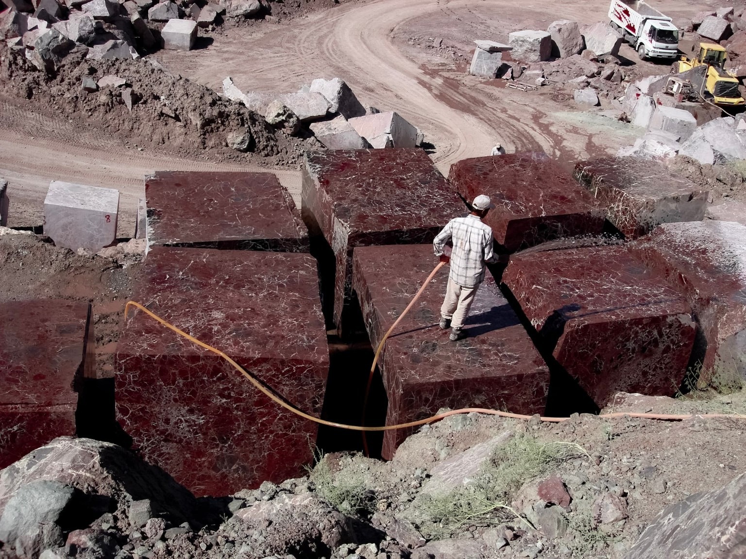 Natural stone blocks at the quarry